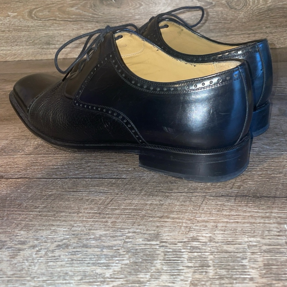 MEZLAN Leather NICOLA Oxfords Dress Shoes Deer Skin Captoe Sz. 9.5 W Black Spain - Picture 5 of 15